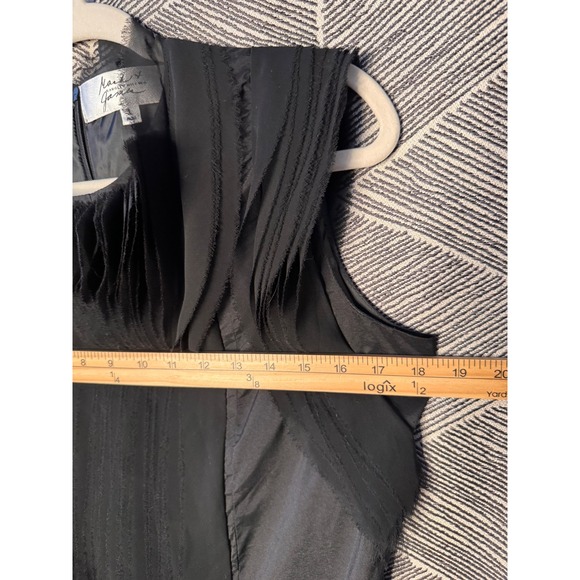 Badgley Mischka Black Sleeveless Pleated Neck Sheath Dress Size L - Picture 8 of 9